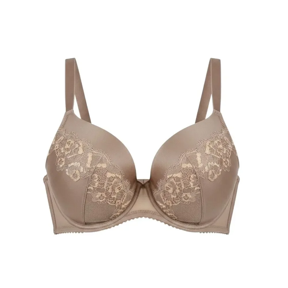 Ambrielle Women's 40D Lightly Lined Full Figure Underwire Iron Grey Lace Bra